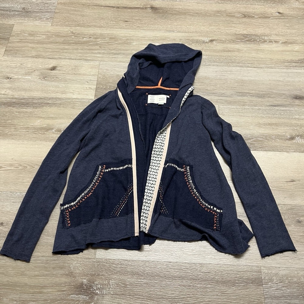 Anthropology Saturday Sunday Open Front Blue Waterfall Cardigan Sweater Size XS